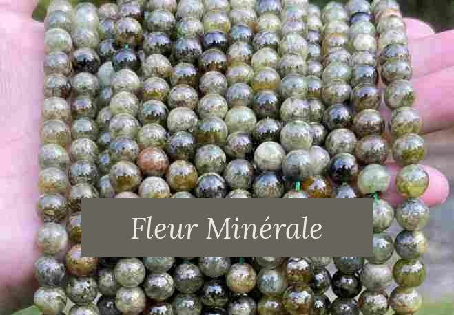 Perles — Grenat vert perle ronde — Réf. 26JDYGD03-2 — Fleur Minérale