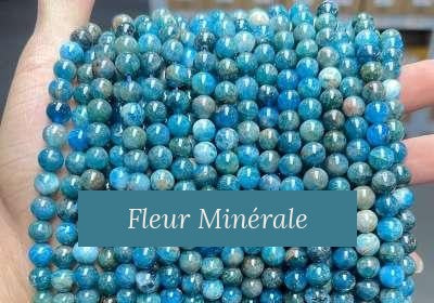 Perles — Apatite Bleue 1A perle ronde — Réf. JDYGD03-13 — Fleur Minérale