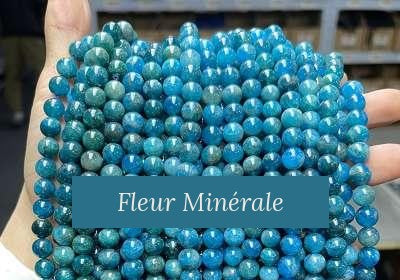 Perles — Apatite Bleue 3A perle ronde — Réf. JDYGD03-7 — Fleur Minérale