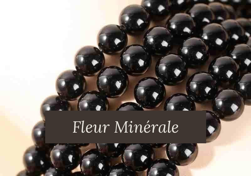 Perles — Obsidienne Noire perle ronde — Réf. JDYGD101-1 — Fleur Minérale