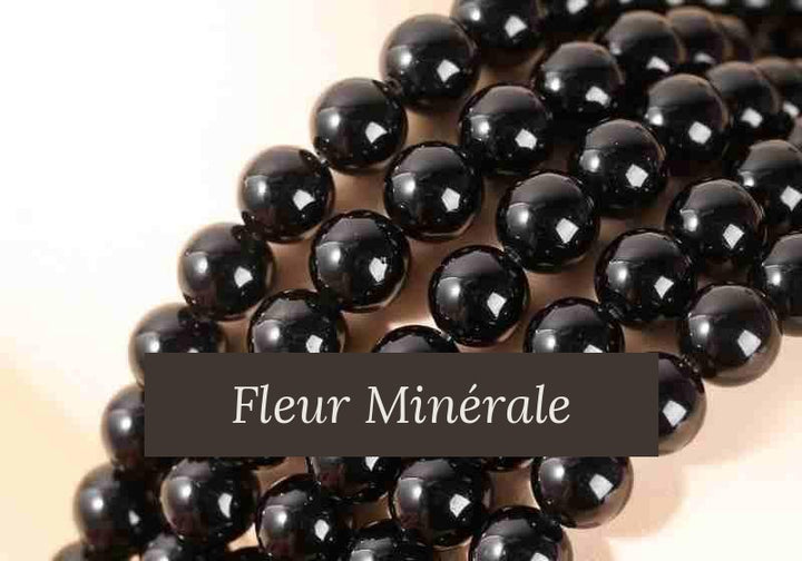 Perles — Obsidienne Noire perle ronde — Réf. JDYGD101-2 — Fleur Minérale