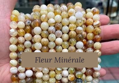 Perles — Opale Jaune perle ronde — Réf. JDYGD111-1 — Fleur Minérale