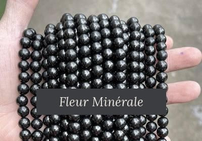 Perles — Jais Noir perle ronde — Réf. JDYGD112-1 — Fleur Minérale