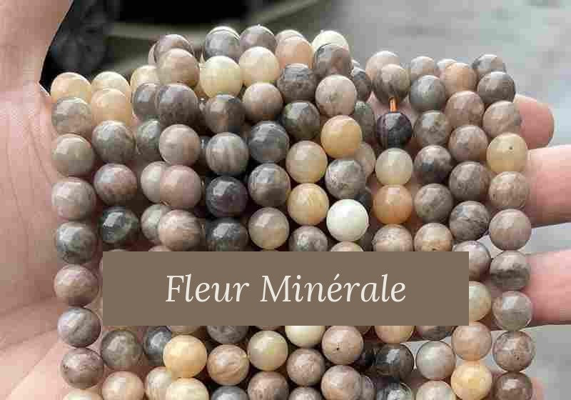 Perles — Pierre De Lune Noire 1A perle ronde — Réf. JDYGD12-13 — Fleur Minérale