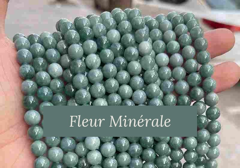 Perles — Jade Guatemala3A perle ronde — Réf. JDYGD137-8 — Fleur Minérale