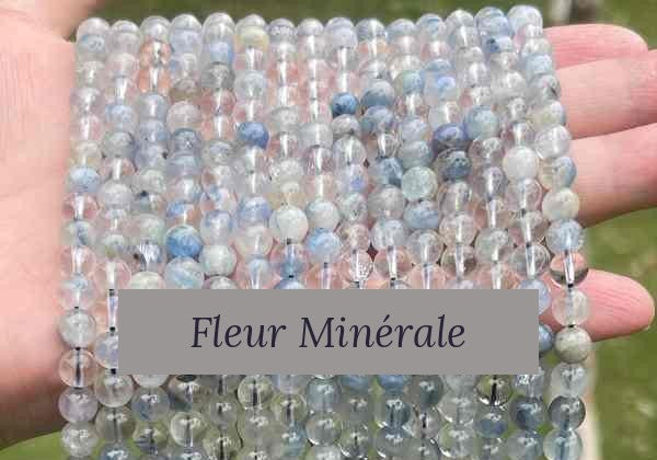 Perles — Quartz Inclusion Cyanite perle ronde — Réf. JDYGD140-10 — Fleur Minérale