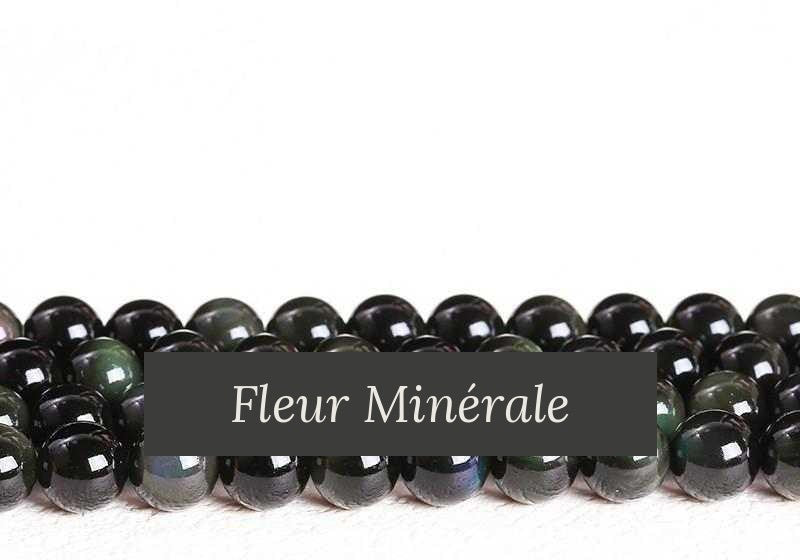 Perles — Obsidienne Oeil Céleste naturel 7A perle ronde — Réf. JDYGD16-2 — Fleur Minérale
