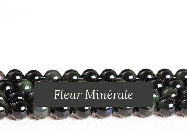 Perles — Obsidienne Oeil Céleste naturel 7A perle ronde — Réf. JDYGD16-2 — Fleur Minérale
