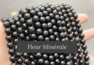 Perles — Obsidienne Noire 5A perle ronde — Réf. JDYGD16-9 — Fleur Minérale