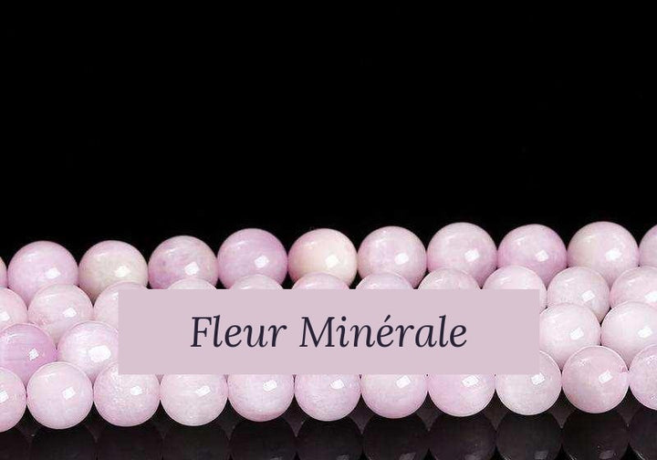Perles — Kunzite naturel 3A perle ronde — Réf. JDYGD26-6 — Fleur Minérale