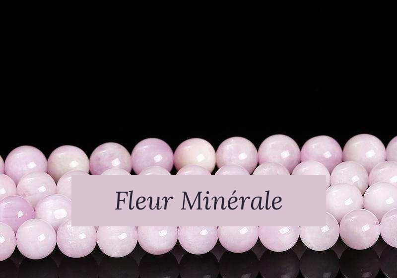 Perles — Kunzite naturel 3A perle ronde — Réf. JDYGD26-7 — Fleur Minérale
