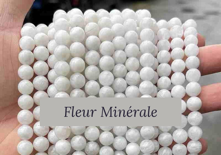 Perles — Pierre de lune bleue naturelle 3A perle ronde — Réf. JDYGD28-14 — Fleur Minérale