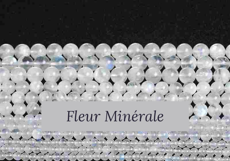Perles — Pierre de lune bleue naturelle 5A perle ronde — Réf. JDYGD28-9 — Fleur Minérale