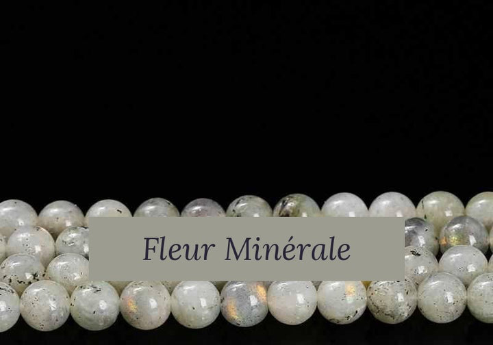 Perles — Labradorite Blanche perle ronde — Réf. JDYGD31-3 — Fleur Minérale