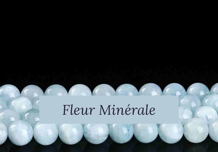 Perles — Aigue-marine naturelle 5A perle ronde — Réf. JDYGD39-13 — Fleur Minérale