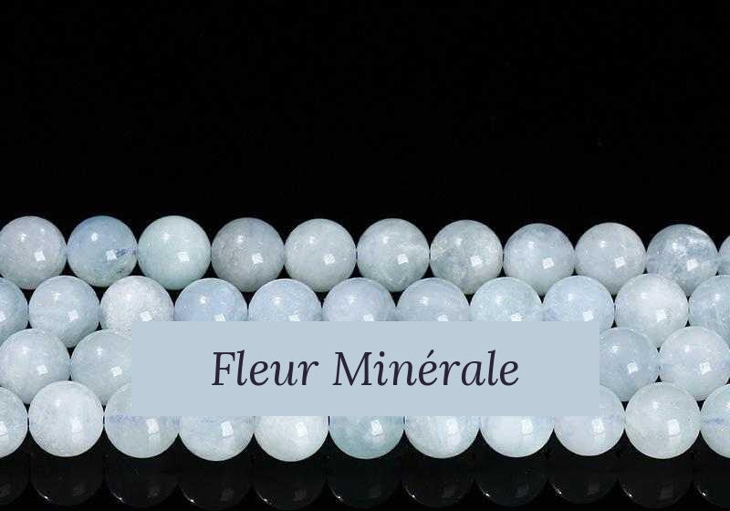 Perles — Aigue-marine naturelle 3A perle ronde — Réf. JDYGD39-8 — Fleur Minérale