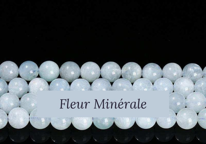 Perles — Aigue-marine naturelle 3A perle ronde — Réf. JDYGD39-9 — Fleur Minérale