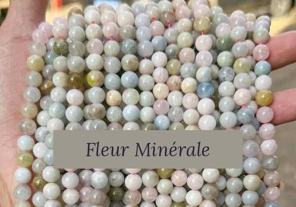 Perles — Morganite 5A perle ronde — Réf. JDYGD41-7 — Fleur Minérale
