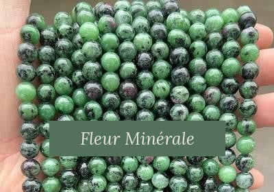 Perles — Rubis Zoïsite perle ronde — Réf. JDYGD56-1 — Fleur Minérale
