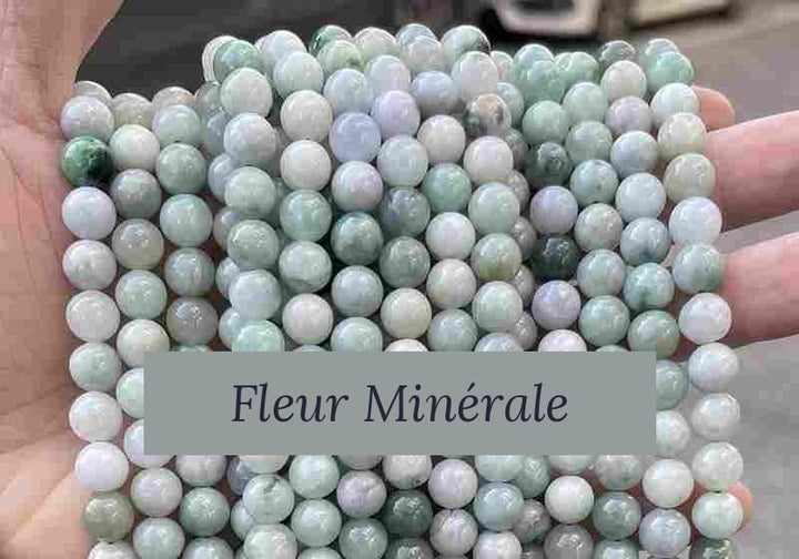 Perles — Jade De Birmanie perle ronde — Réf. JDYGD65-3 — Fleur Minérale
