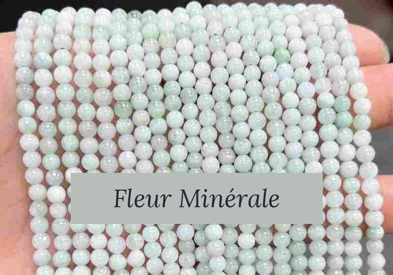 Perles — Jade De Birmanie perle ronde — Réf. JDYGD65-4 — Fleur Minérale