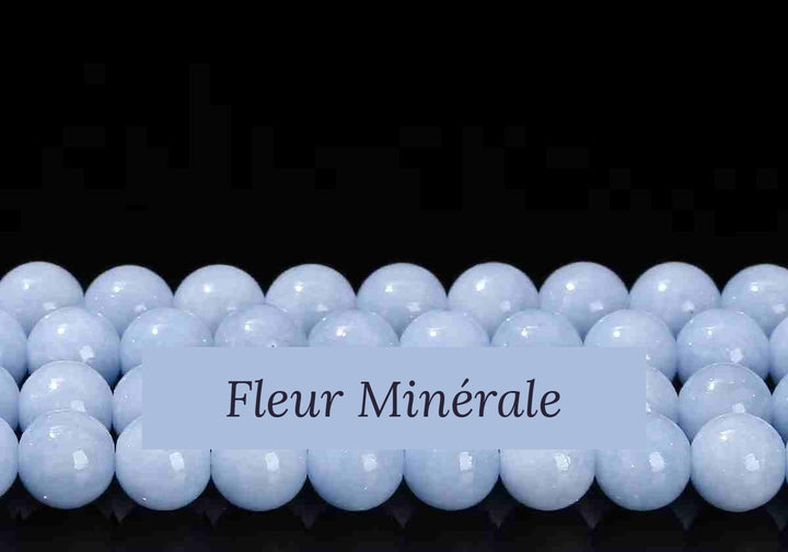 Perles — Angélite 5A perle ronde — Réf. JDYGD67-2 — Fleur Minérale