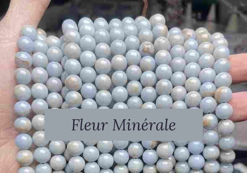 Perles — Angélite 3A perle ronde — Réf. JDYGD67-6 — Fleur Minérale