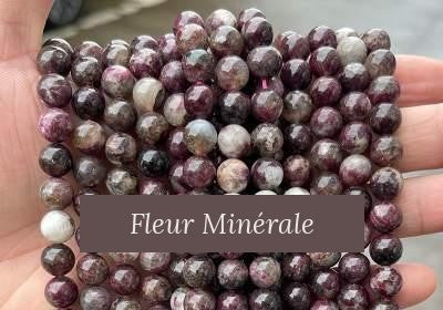 Perles — Rubellite 1A perle ronde (2) — Réf. JDYGD84-3 — Fleur Minérale