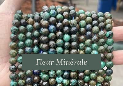 Perles — Azurite Malachite 3A (Stabilisée) perle ronde — Réf. JDYGD91-3 — Fleur Minérale