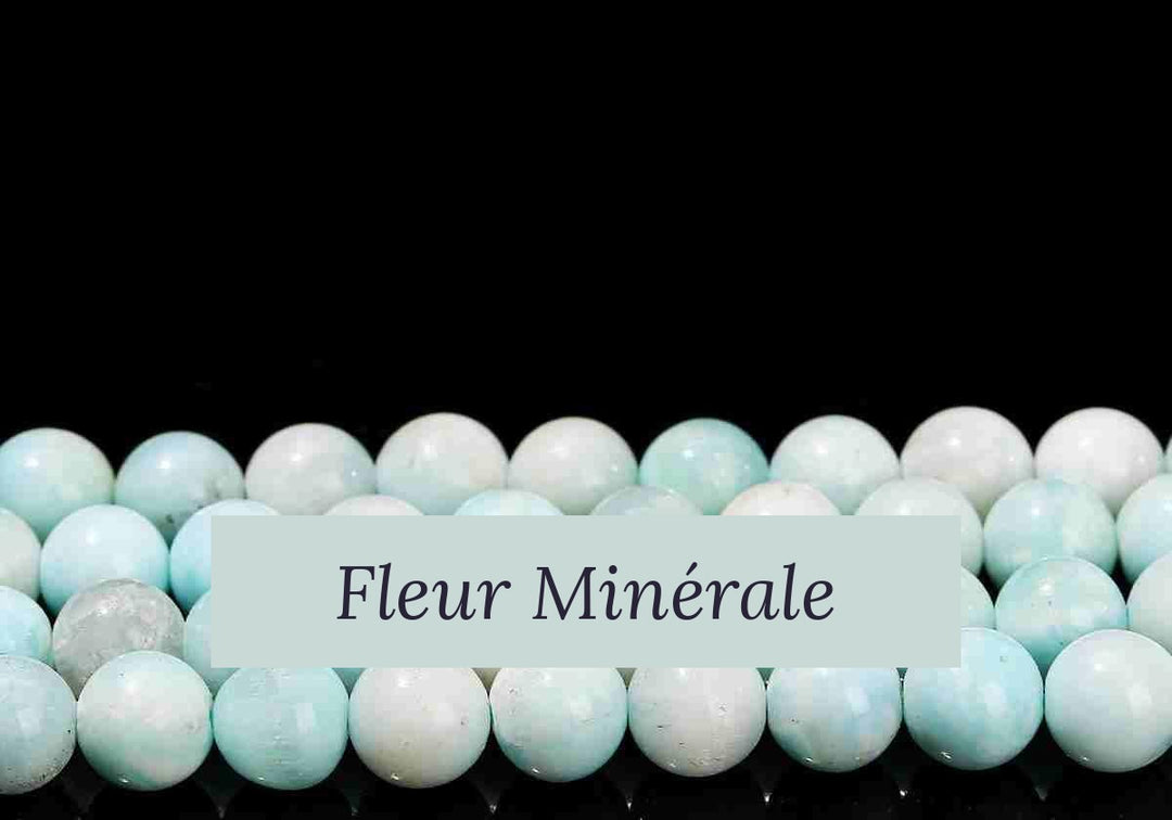 Perles — Hémimorphite naturelle 3A perle ronde — Réf. JDYGD92-2 — Fleur Minérale