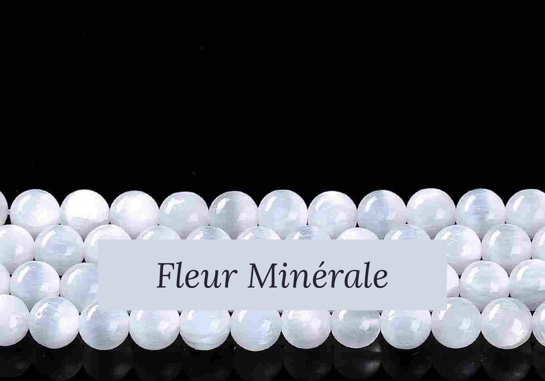 Perles — Sélénite Stone naturelle 3A perle ronde — Réf. JDYGD95-8 — Fleur Minérale