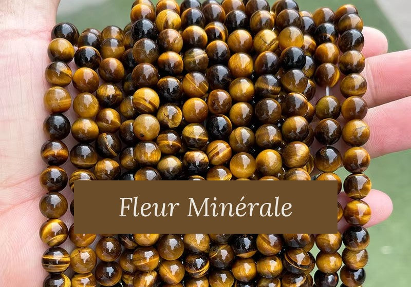 Perles — Oeil De Tigre 5A perle ronde — Réf. JDYHY03-10 — Fleur Minérale