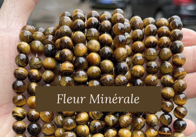 Perles — Oeil De Tigre 3A perle ronde — Réf. JDYHY03-20 — Fleur Minérale