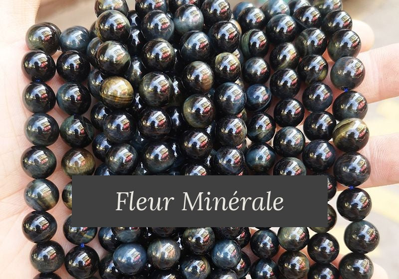 Perles — Oeil De Faucon 5A perle ronde — Réf. JDYHY04-10 — Fleur Minérale