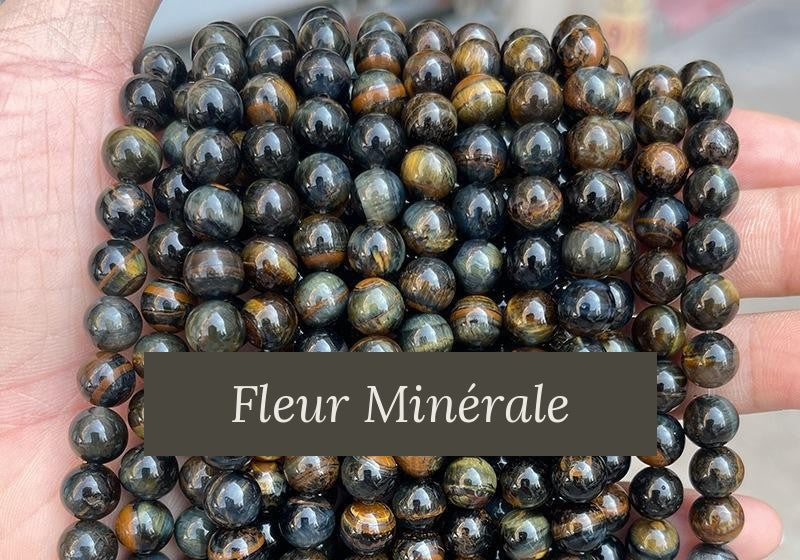 Perles — Oeil De Faucon 1A perle ronde — Réf. JDYHY05-8 — Fleur Minérale