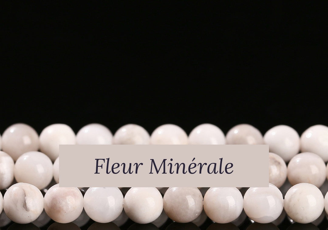 Perles — Agate Crazy Lace Blanche perle ronde — Réf. JDYMN05-2 — Fleur Minérale