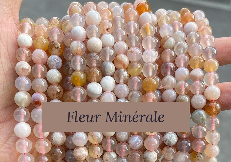 Perles — Agate Fleur 3A perle ronde — Réf. JDYMN06-1 — Fleur Minérale