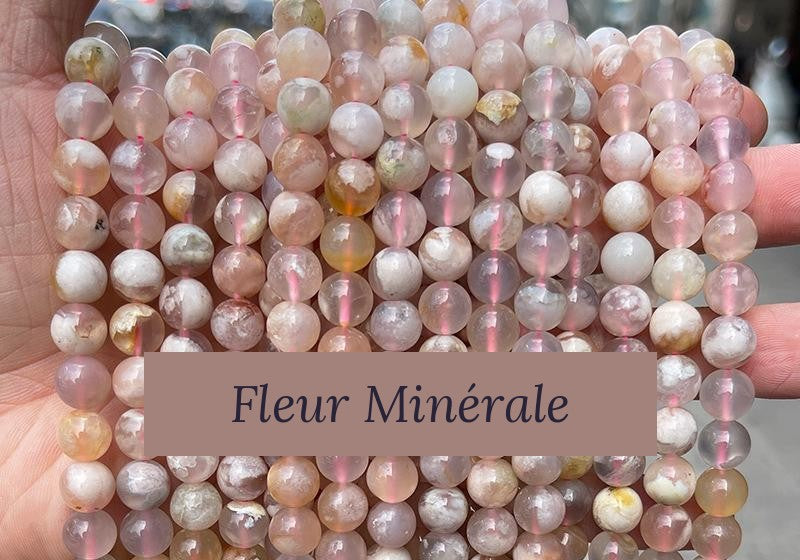 Perles — Agate Fleur 5A perle ronde — Réf. JDYMN06-6 — Fleur Minérale