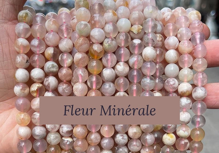 Perles — Agate Fleur 5A perle ronde — Réf. JDYMN06-6 — Fleur Minérale