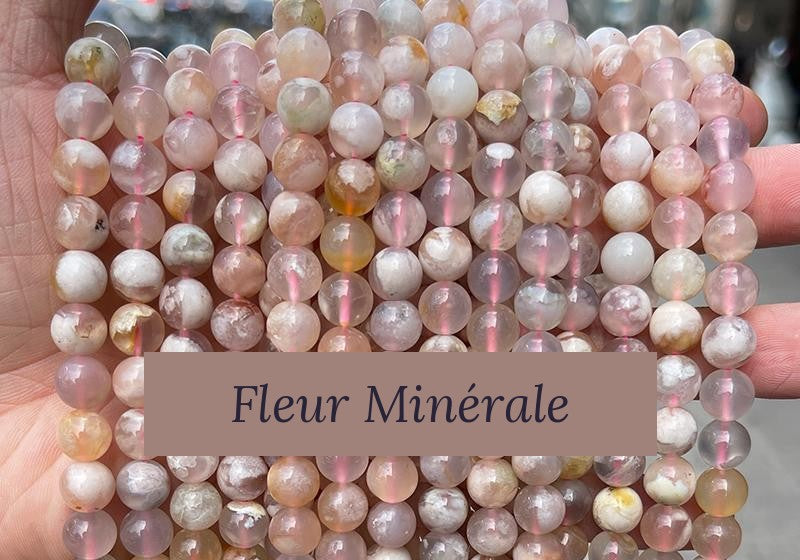 Perles — Agate Fleur 5A perle ronde — Réf. JDYMN06-7 — Fleur Minérale