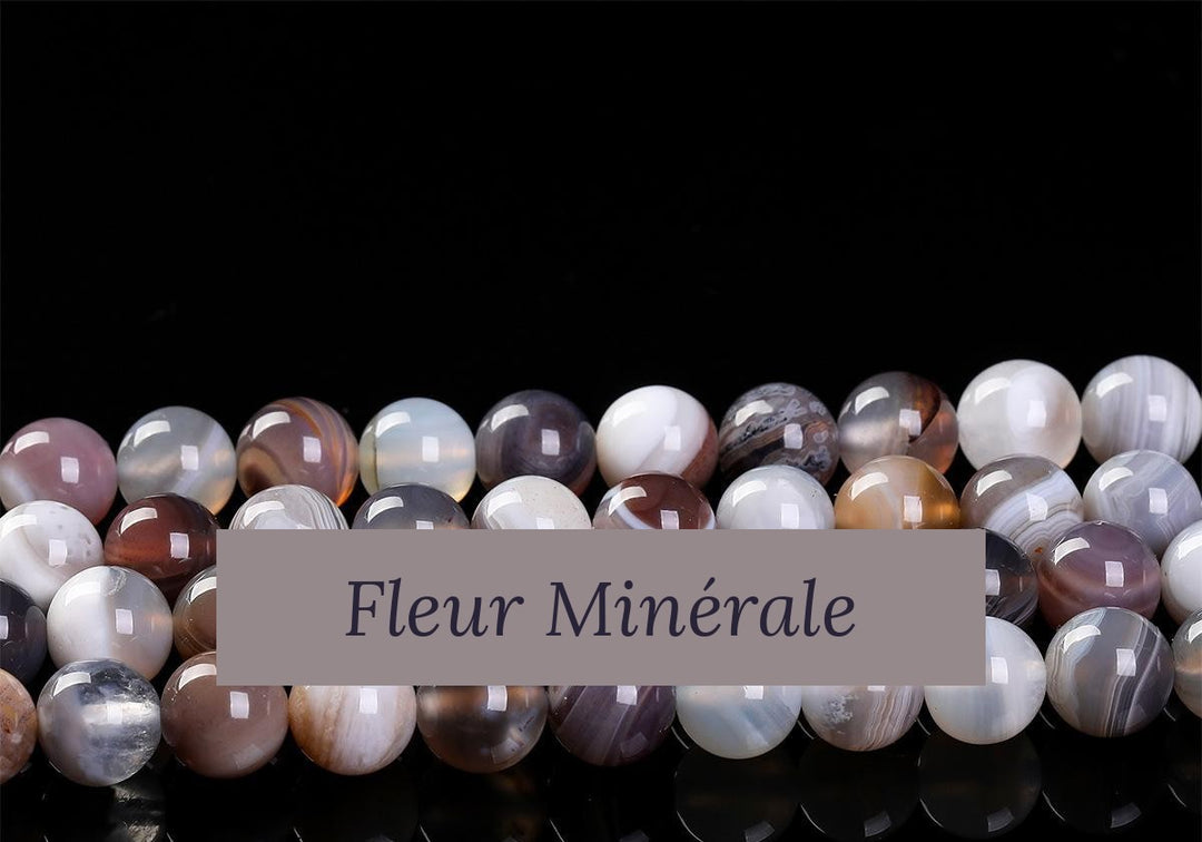 Perles — Agate Rubanée Grise (Golf Persique) perle ronde — Réf. JDYMN08-2 — Fleur Minérale