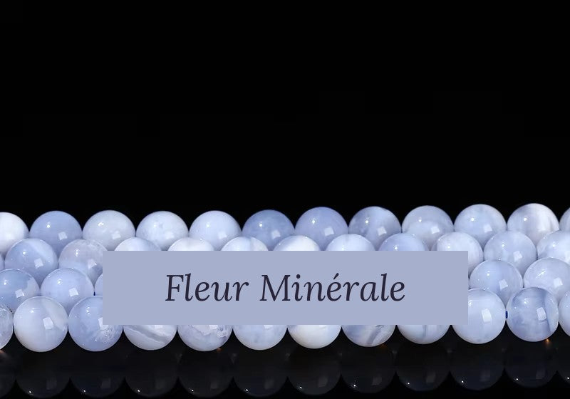 Perles — Agate Blue Lace 5A perle ronde — Réf. JDYMN09-8 — Fleur Minérale