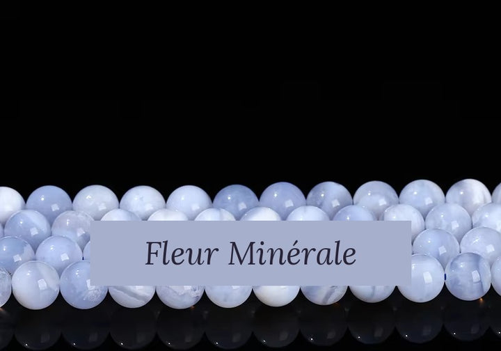 Perles — Agate Blue Lace 5A perle ronde — Réf. JDYMN09-8 — Fleur Minérale