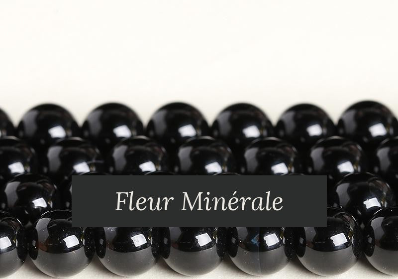 Perles — Agate noire naturelle 5A perle ronde — Réf. JDYMN13-12 — Fleur Minérale