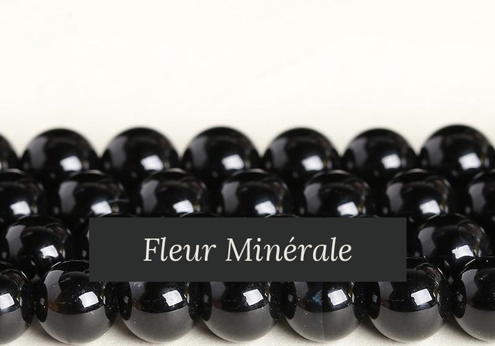 Perles — Agate noire naturelle 5A perle ronde — Réf. JDYMN13-12 — Fleur Minérale