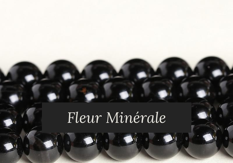 Perles — Agate noire naturelle 3A perle ronde — Réf. JDYMN13-20 — Fleur Minérale