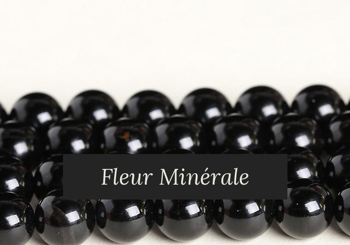 Perles — Agate noire naturelle 3A perle ronde — Réf. JDYMN13-20 — Fleur Minérale