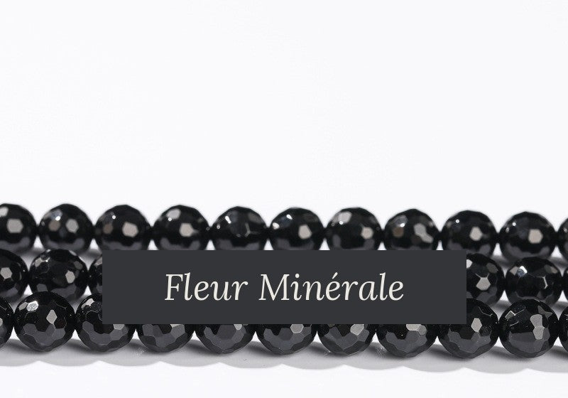 Perles — Agate noire 7A facetté — Réf. JDYMN13QM-1 — Fleur Minérale