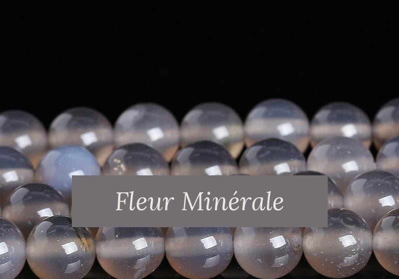 Perles — Agate Grise naturelle 3A perle ronde — Réf. JDYMN19-7 — Fleur Minérale