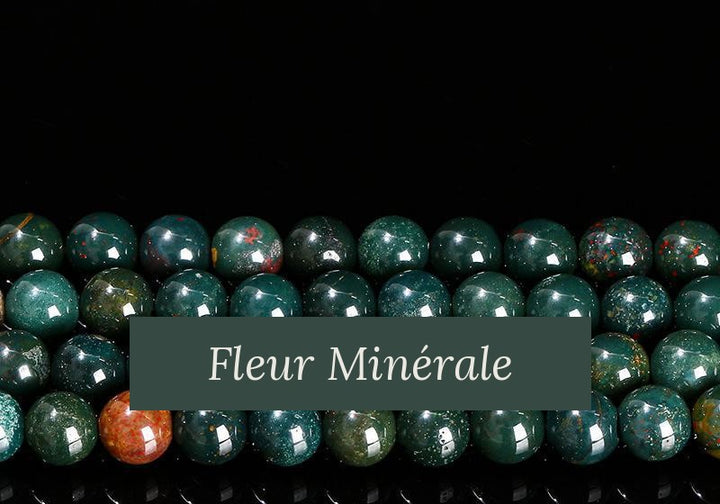 Perles — Jaspe Héliotrope perle ronde — Réf. JDYMN25-3 — Fleur Minérale